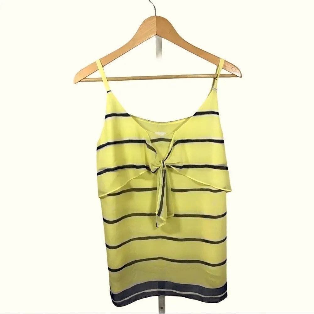CABI Women’s Knot Stripe Spaghetti Strap Sleeveless Cami Top Yellow Size Medium